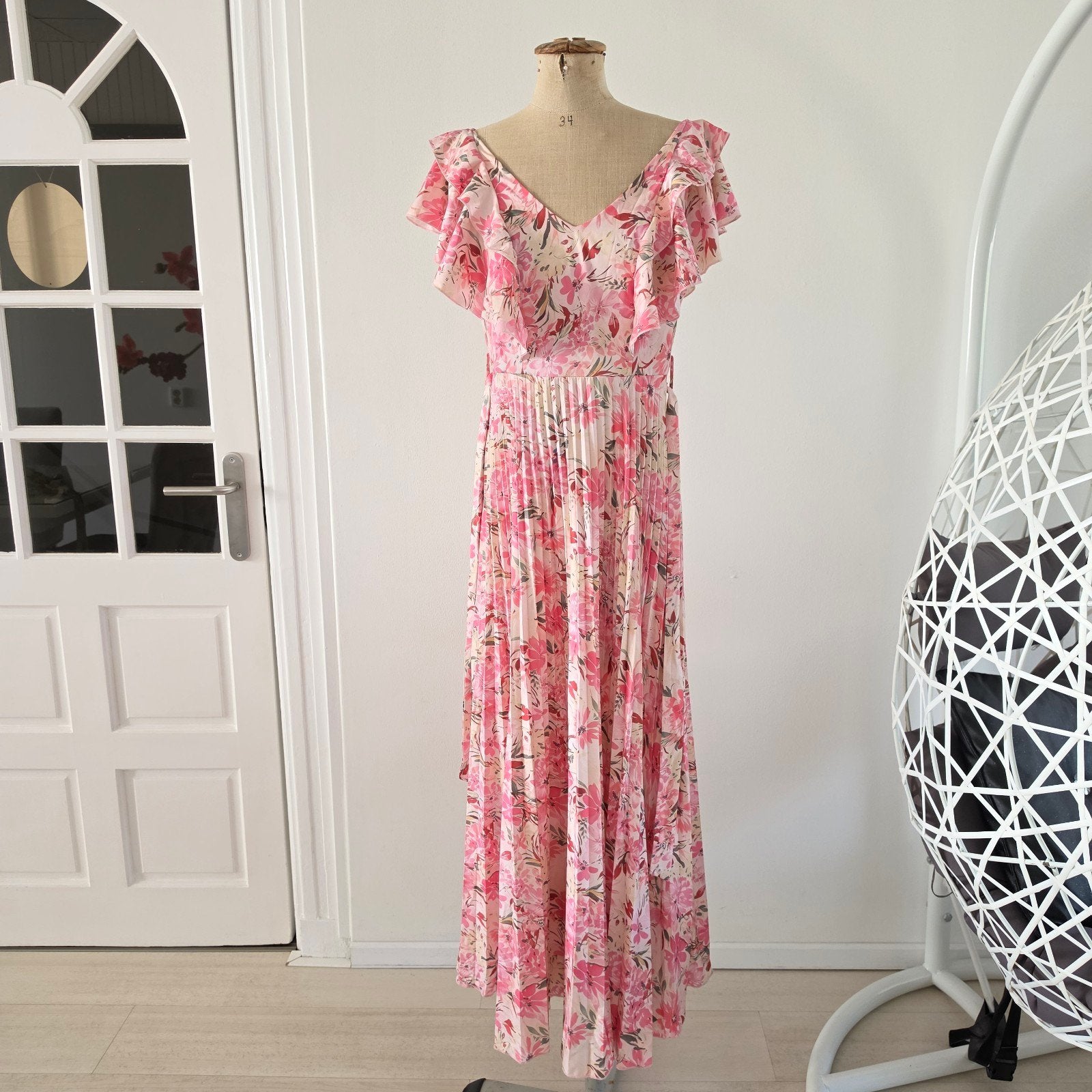 Shein Roze Bloemen Maxi Jurk Maat S, Nieuw, Ophalen of Verzenden, Roze, Maat 36 (S)