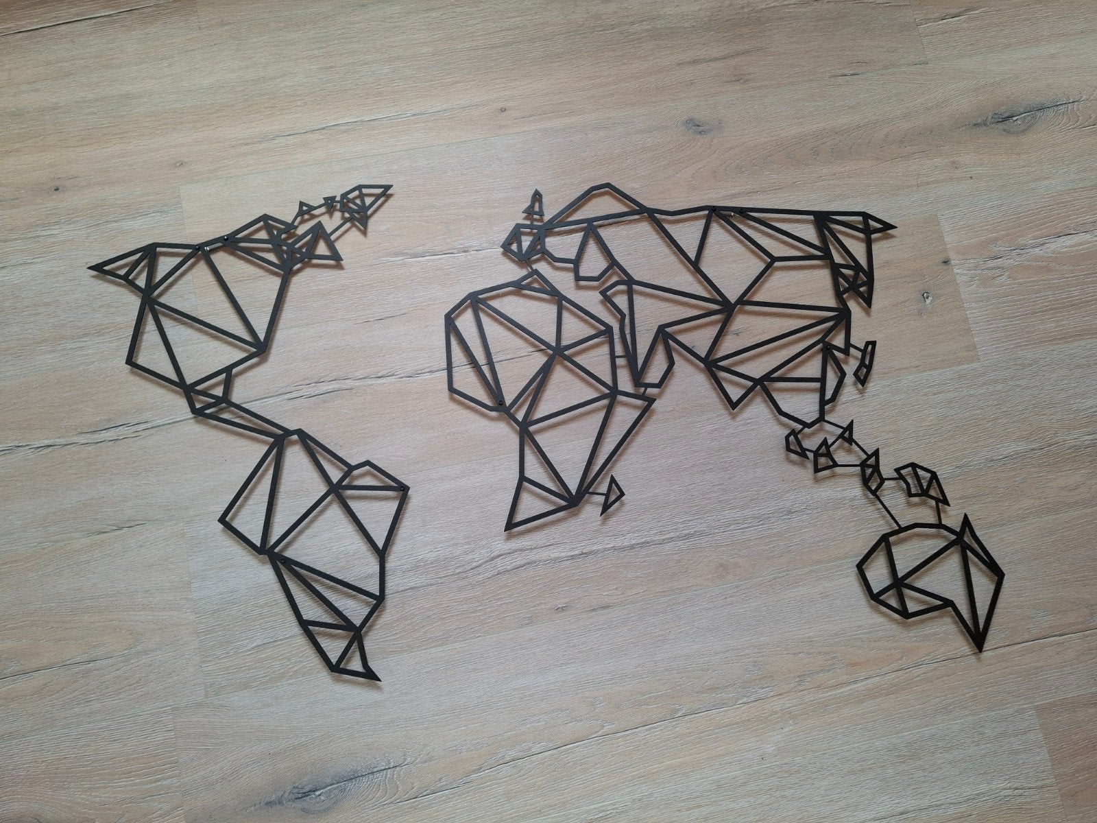 Metalen Wereldkaart Wanddecoratie - Zwart (2 Delen), Metaal, Wandsculptuur, Gebruikt, Zwart