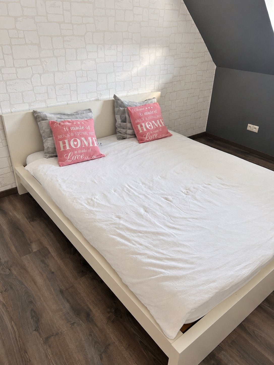 IKEA MALM bed wit 160x200 met lattenbodems en matras, Ophalen, Gebruikt, Wit, Tweepersoons