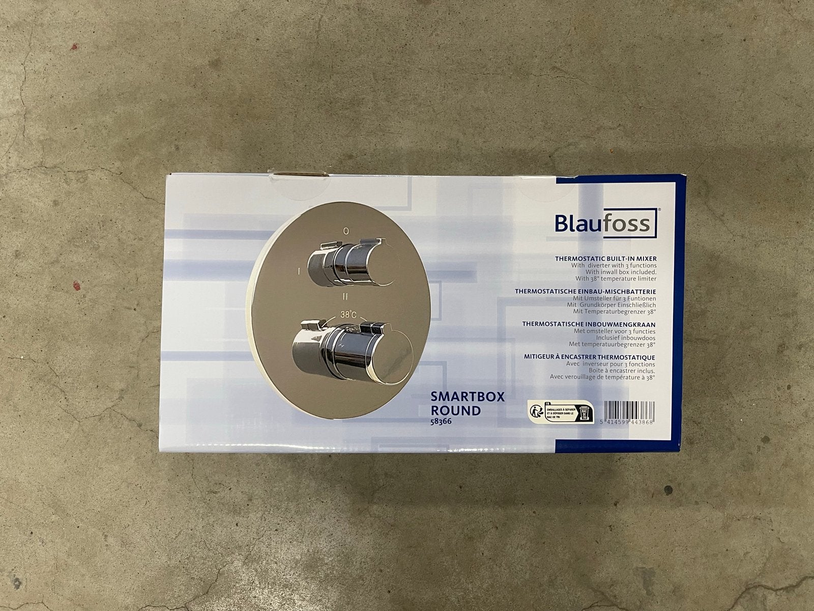 Douchekraan Smartbox Round - Thermostatische Inbouwkraan, Ophalen, Zo goed als nieuw, Chroom, Douche