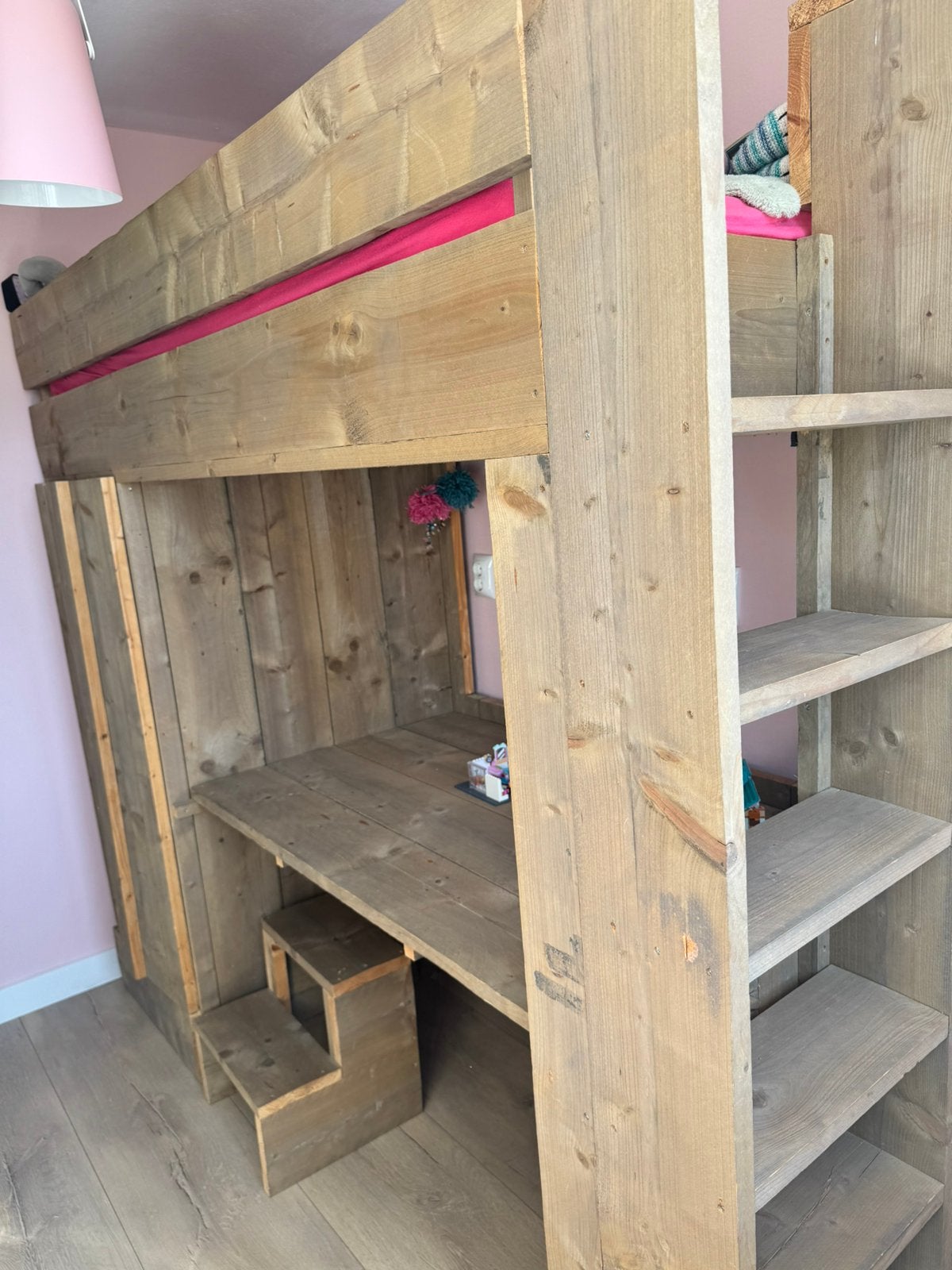 Hoogslaper steigerhout, Kinderen en Baby's, Kinderkamer | Stapelbedden en Hoogslapers, Ophalen, Zo goed als nieuw, Hoogslaper