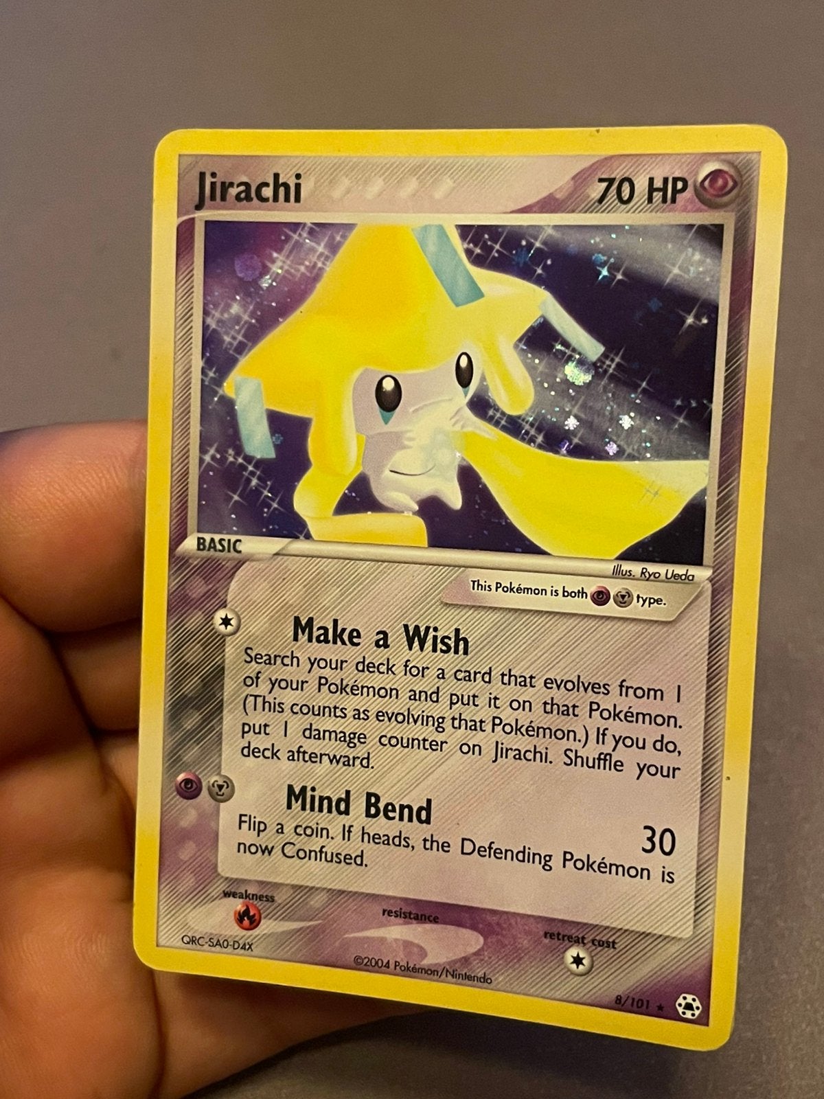 Pokemon Jirachi 8/101 holo 2004, Ophalen of Verzenden, Zo goed als nieuw, Losse kaart, Foil