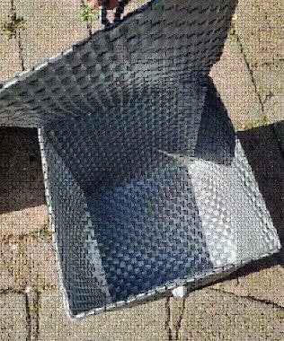 2x Grijze Opbergboxen van Kunststof Vlechtwerk, Gebruikt, Minder dan 50 cm, Ophalen of Verzenden, 5 – 50