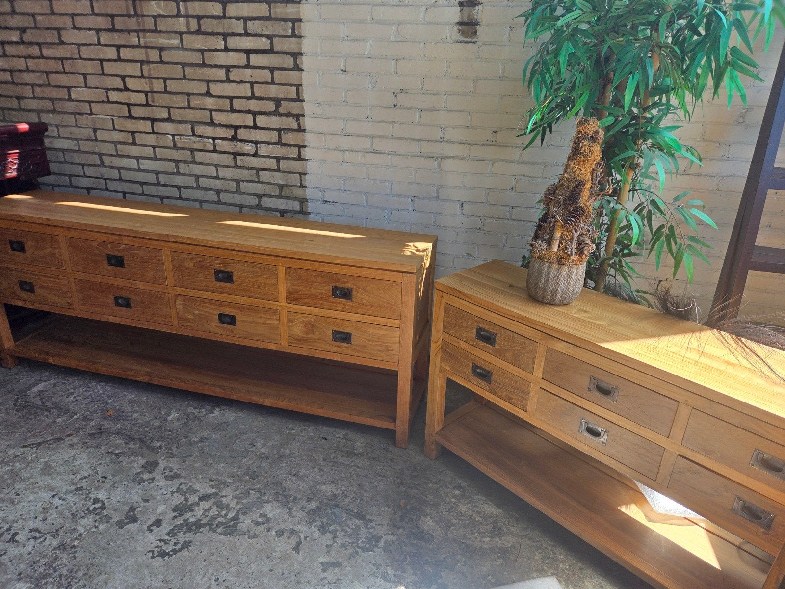 Prachtige sidetables ~ dressoirs ~ tv-meubels~ ladekasten, Ophalen, 5 laden of meer, 200 cm of meer, Teakhout