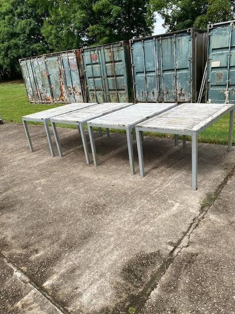 4 tafels met aluminium onderstel 160x80, Tuin en Terras, Ophalen, Gebruikt, Rechthoekig, Aluminium