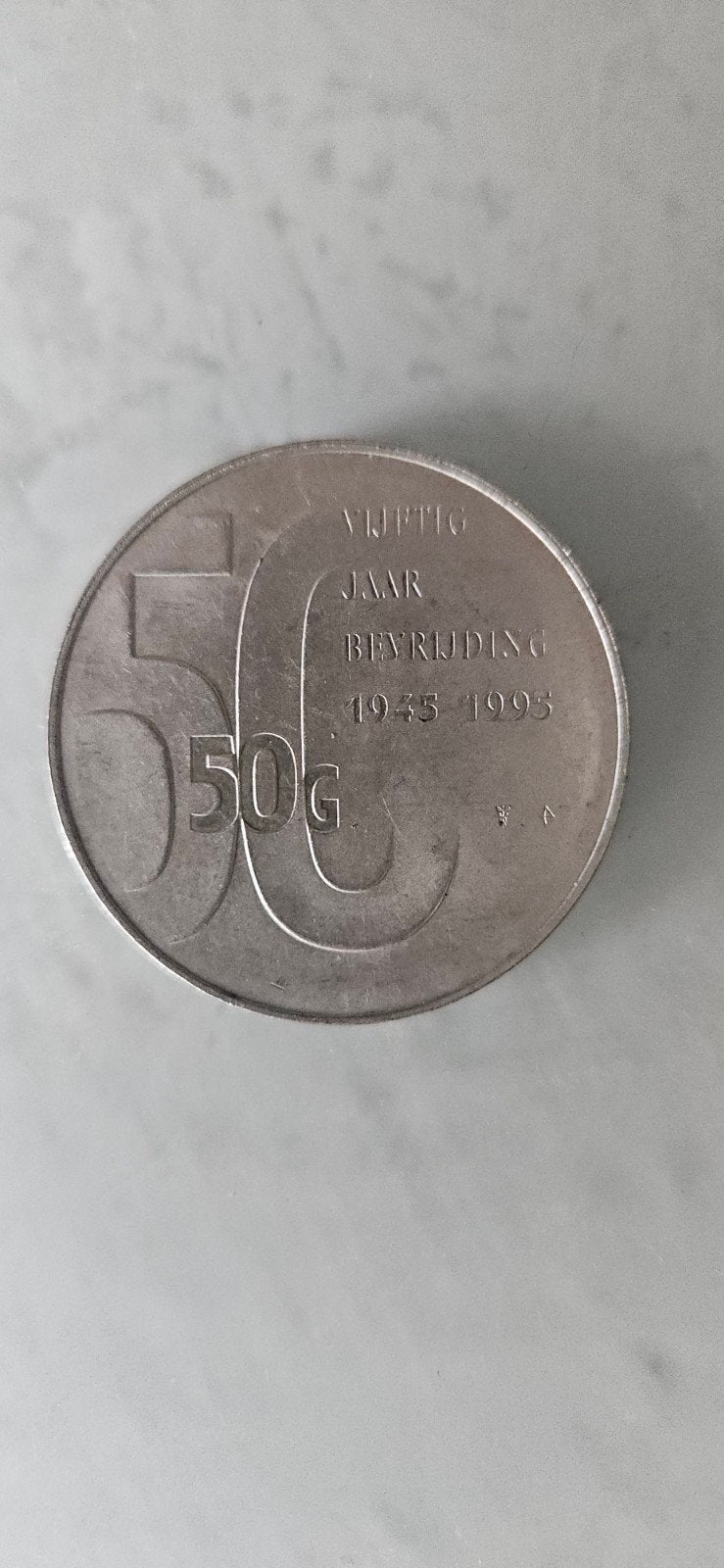 50 Gulden Bevrijdingsmunt 1945-1995 Koningin Beatrix, Ophalen, Koningin Beatrix, Zilver, Losse munt