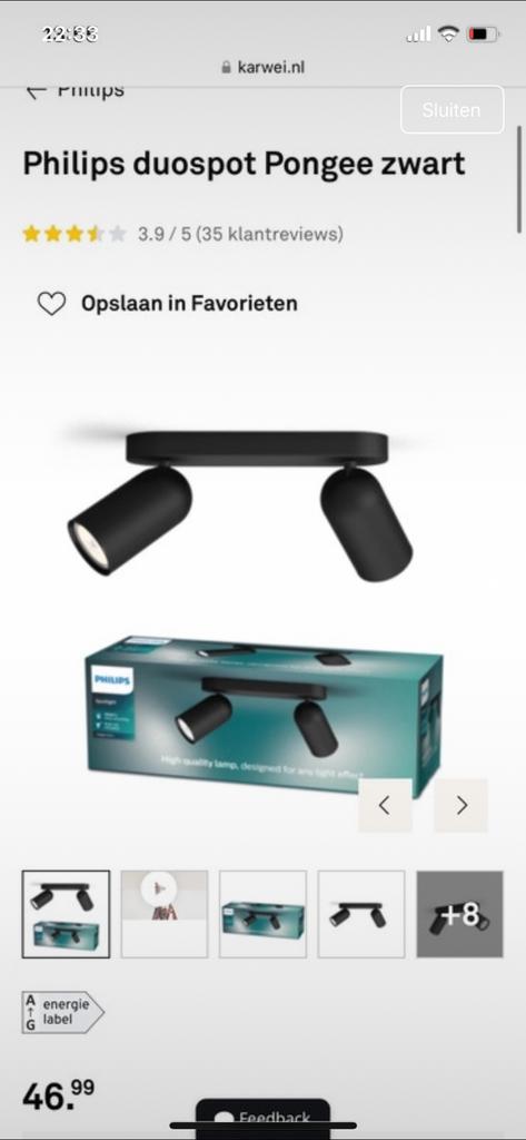 Philips duospot pongee, Ophalen of Verzenden, Zo goed als nieuw, Metaal of Aluminium