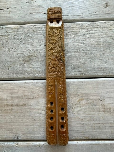Vintage handgesneden houten dubbele fluit Dvojnice. Balkan., Ophalen, Gebruikt, Overige typen