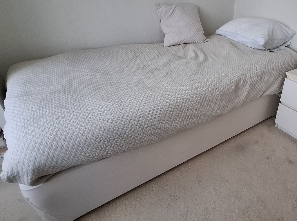 Boxspring, Ophalen, Eenpersoons, 210 cm, Crème