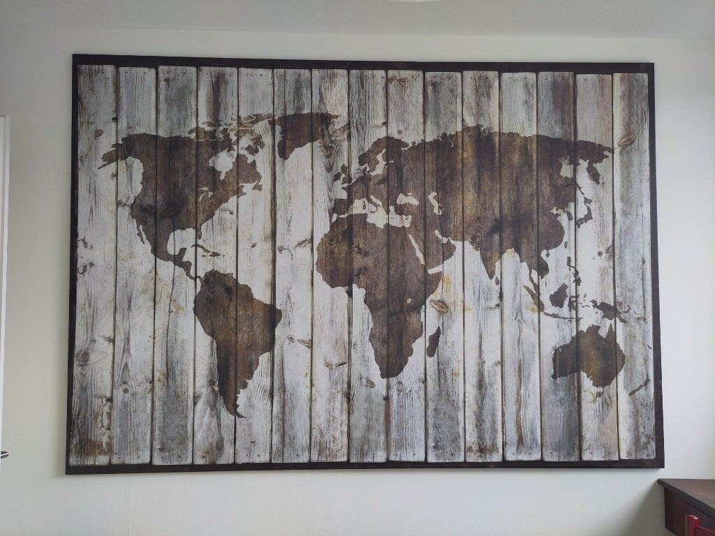 Grote canvas wereldkaart, Ophalen, 140 cm, Decoratieobject, Zo goed als nieuw