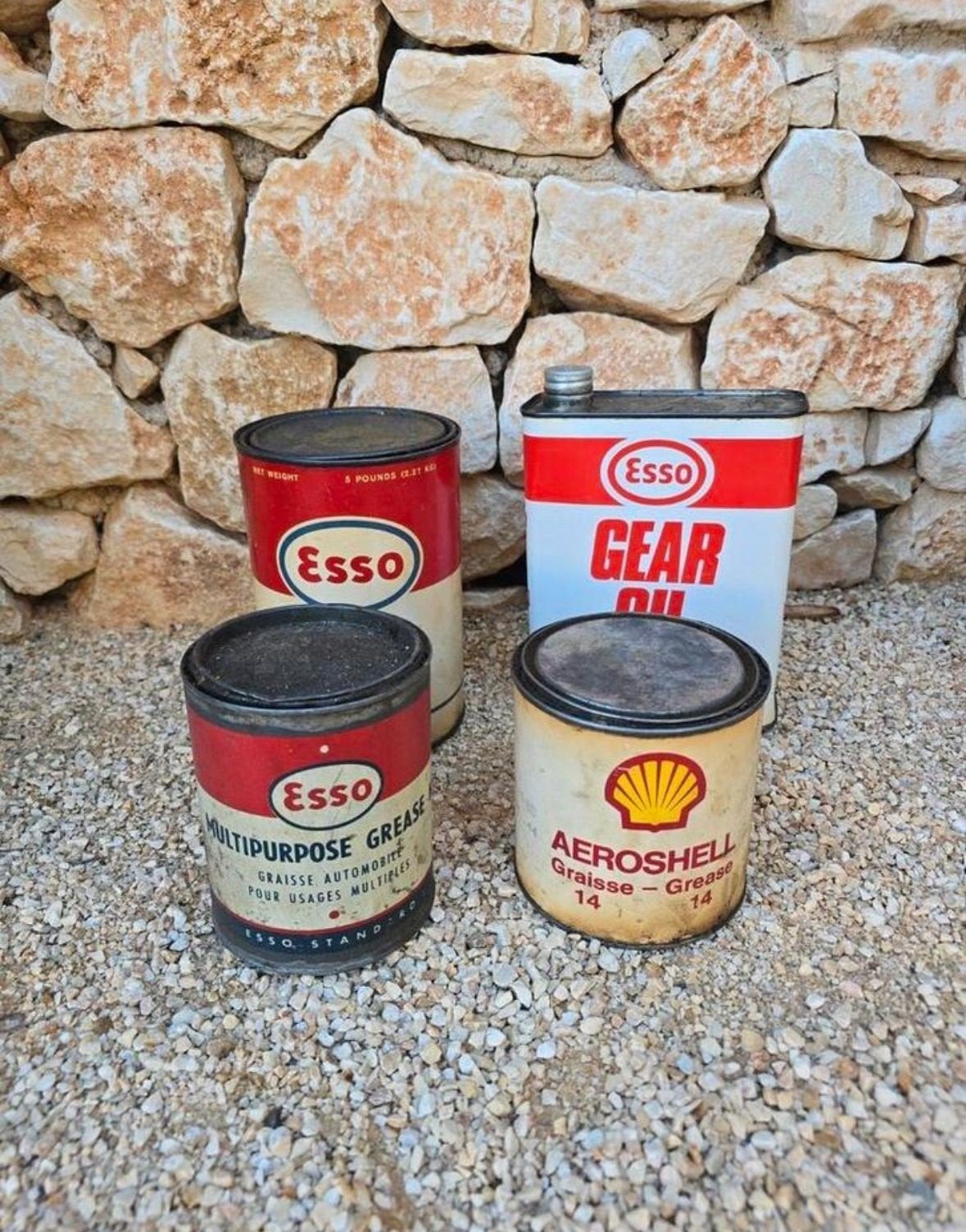 2x prachtige zeldzame antieke Shell & Esso blikken €49, Ophalen of Verzenden