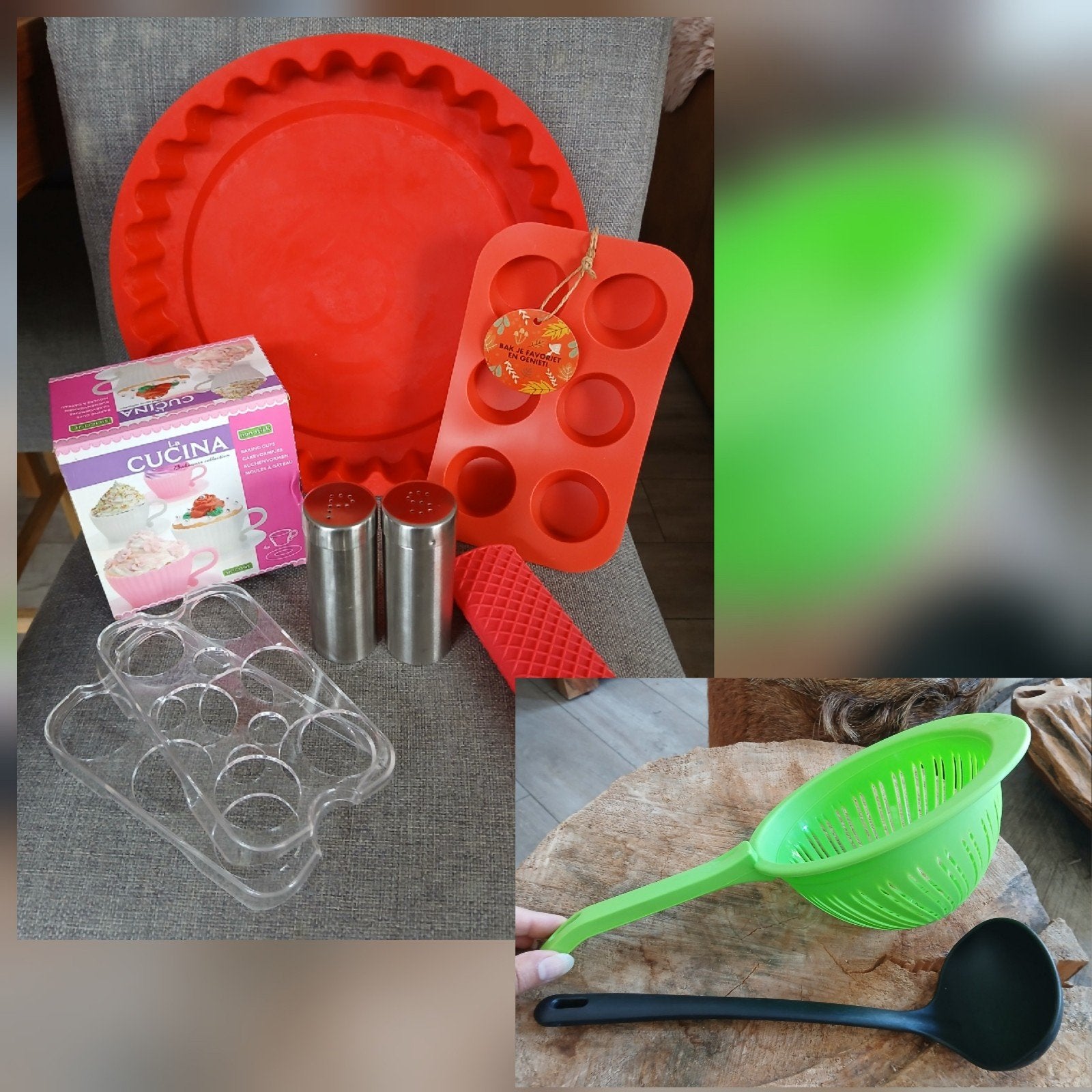 Bakspullen Kookspullen, vergiet bakvorm, peper zout, cupcake, Hobby en Vrije tijd, Ophalen of Verzenden, Zo goed als nieuw, Taarten of Cupcakes
