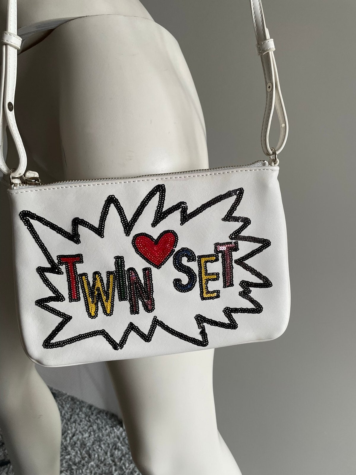 Twinset tasje met paiettten, Sieraden, Tassen en Uiterlijk, Tassen | Schoudertassen, Overige merken, Wit, Ophalen of Verzenden