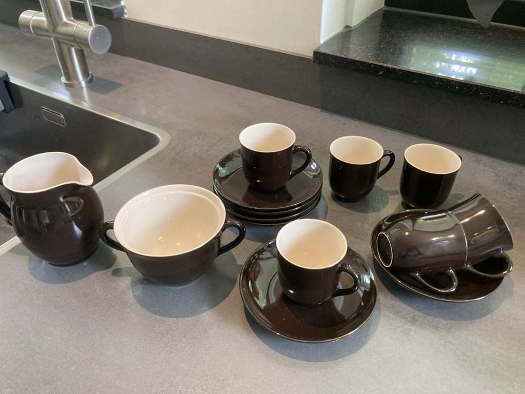 Vintage Fris Holland Koffie/Theeservies - Bruin Aardewerk, Ophalen of Verzenden
