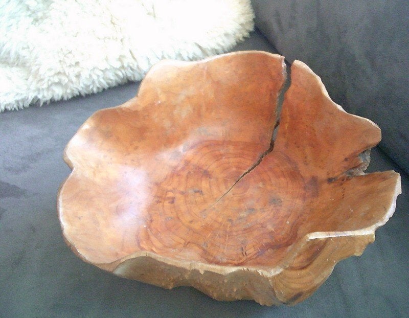 ROBUUSTE vintage wortel houten schaal, Ophalen of Verzenden