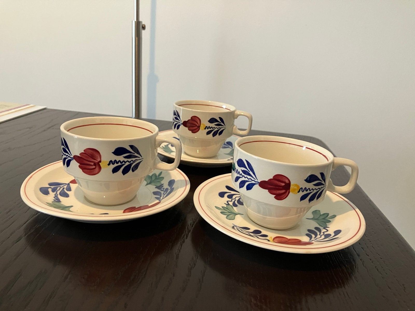 Set van 3 Boerenbont kop en schotels, Antiek en Kunst, Ophalen