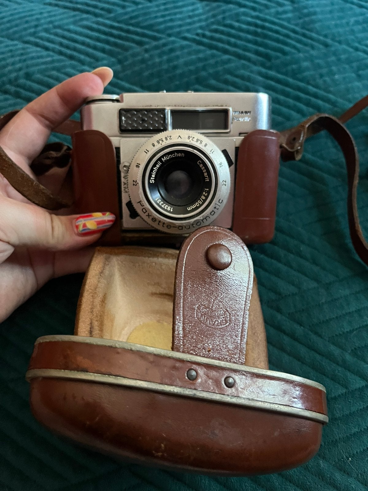 Vintage analoge camera Paxette met leren tas, Ophalen of Verzenden, Zo goed als nieuw, Compact, Overige Merken