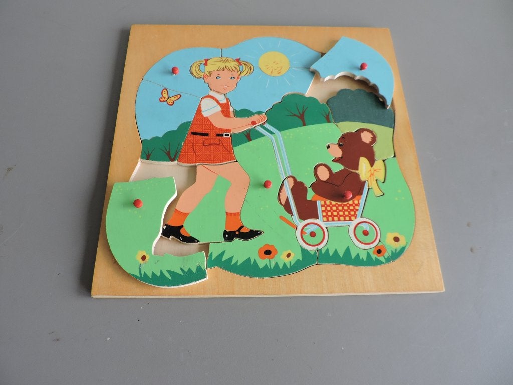 vintage houten puzzel, 2 tot 4 jaar, Gebruikt, 10 tot 50 stukjes, Ophalen of Verzenden