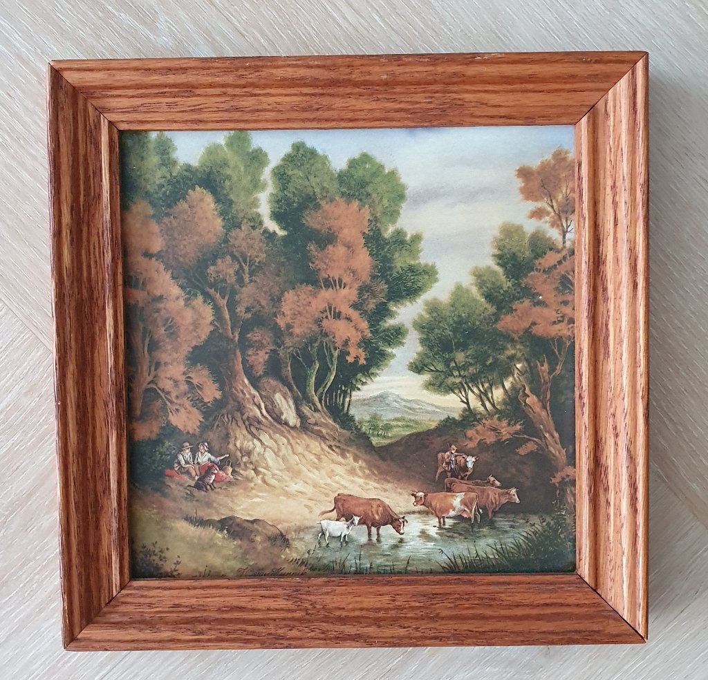 Vintage Mosa tegel J.C van Hunnik - ingelijst, Ophalen of Verzenden