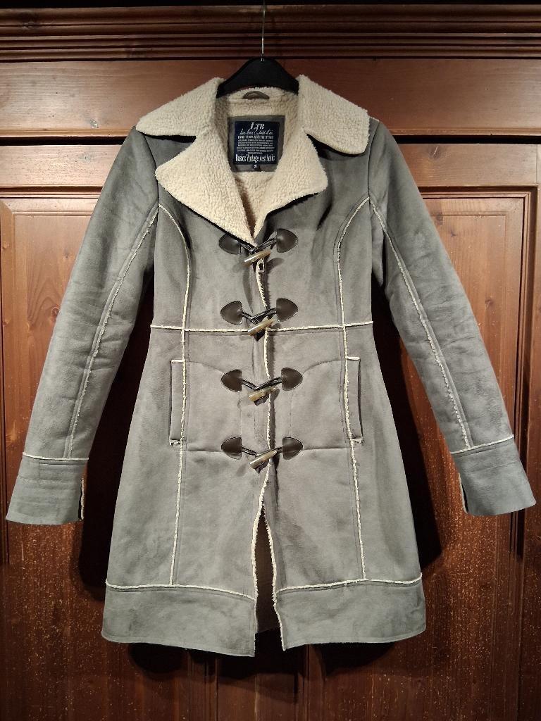 Grijze Dames Duffle Coat-Lammy Coat mt S merk: LTB, Ophalen of Verzenden, Zo goed als nieuw, Maat 36 (S), Grijs