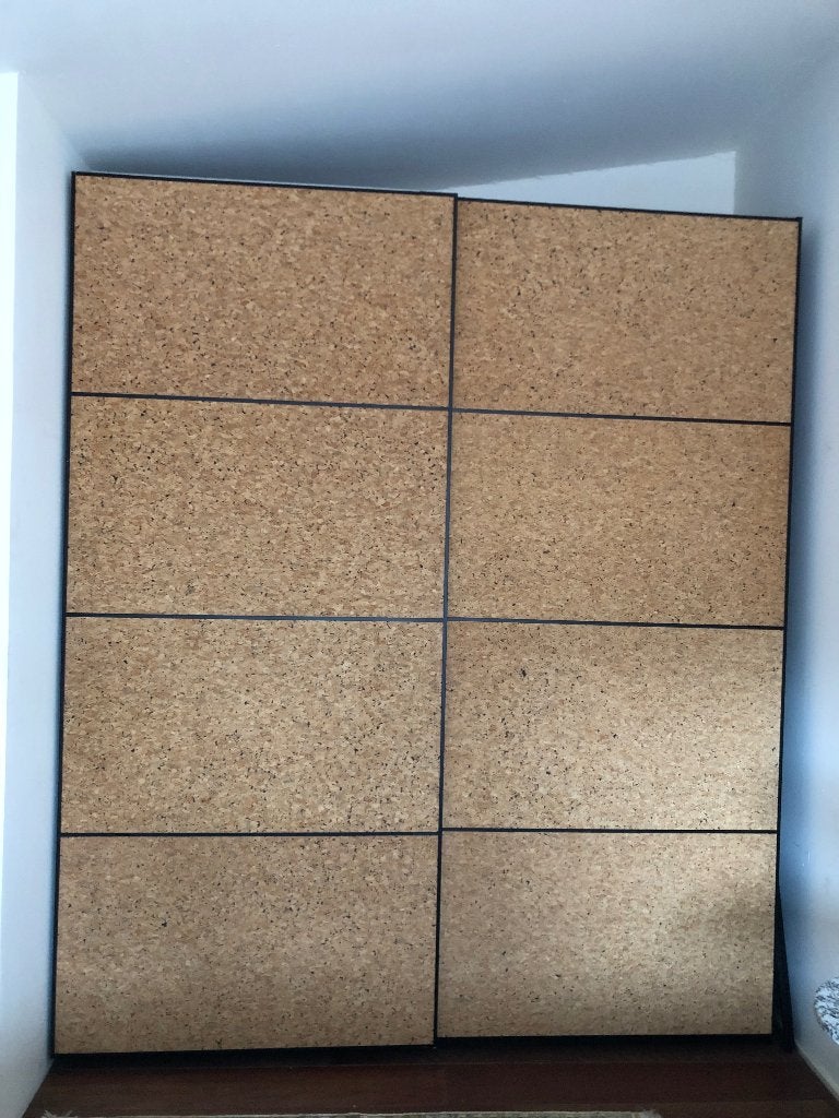 Pax IKEA 2 schuifdeuren met kurkpanelen en kompliment, 200 cm of meer, Ophalen of Verzenden, Zo goed als nieuw, 200 cm of meer