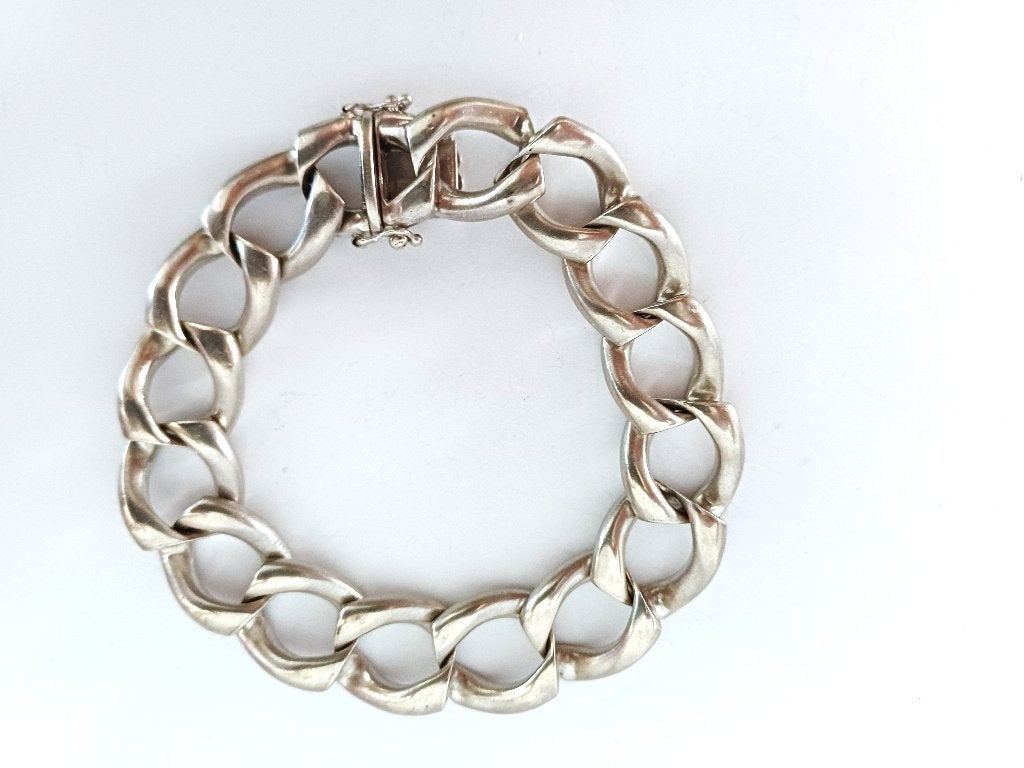 armband zilver, grove schakels jaren 1960- '70, Ophalen of Verzenden, Zilver, Armband