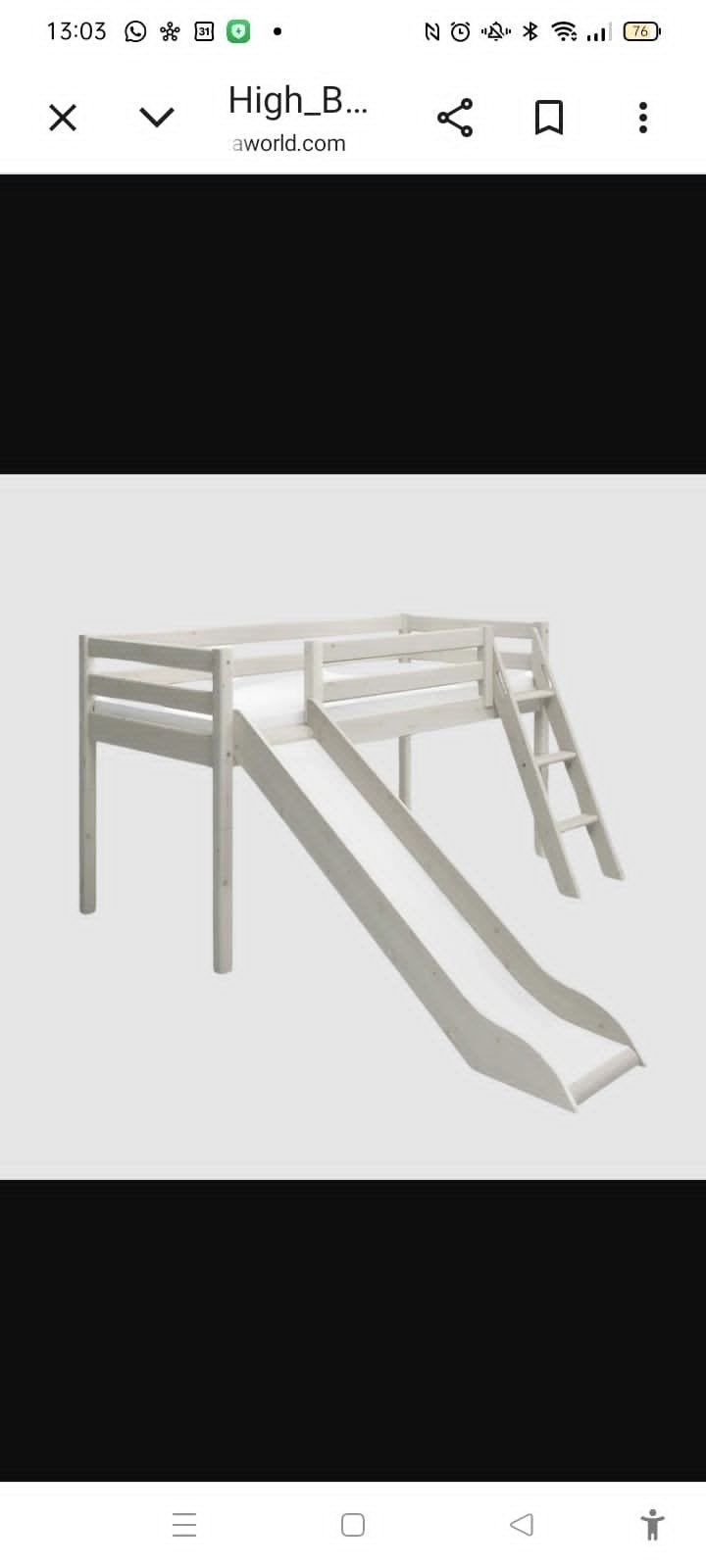 Hoogslaper met glijbaan, ladder en matras - Grijs, Ophalen of Verzenden