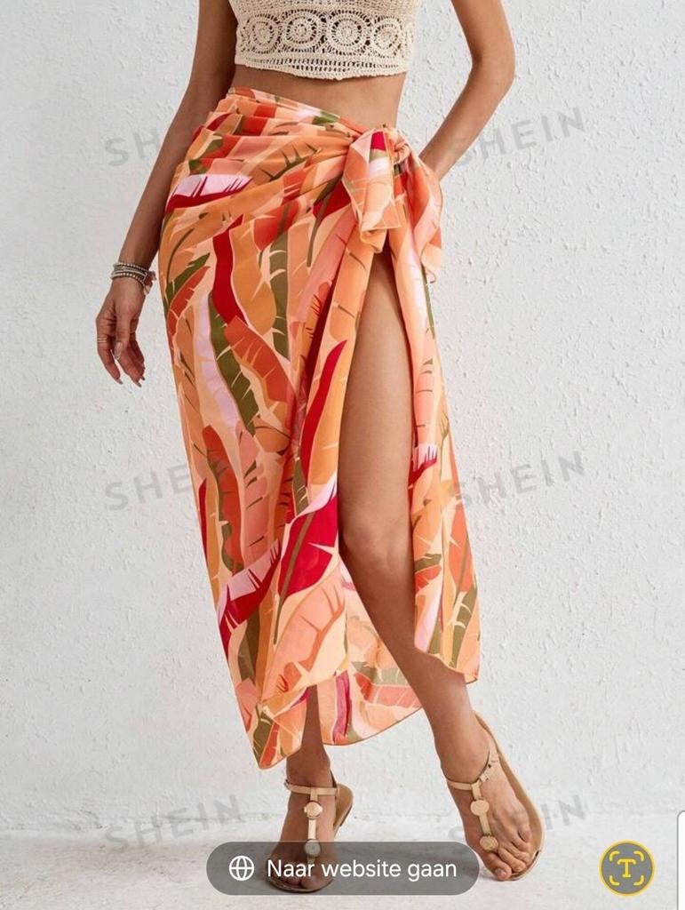Omslagrok met zomerse print *NIEUW*, Kleding | Dames, Rokken, Nieuw, Oranje, Ophalen of Verzenden, Maat 34 (XS) of kleiner