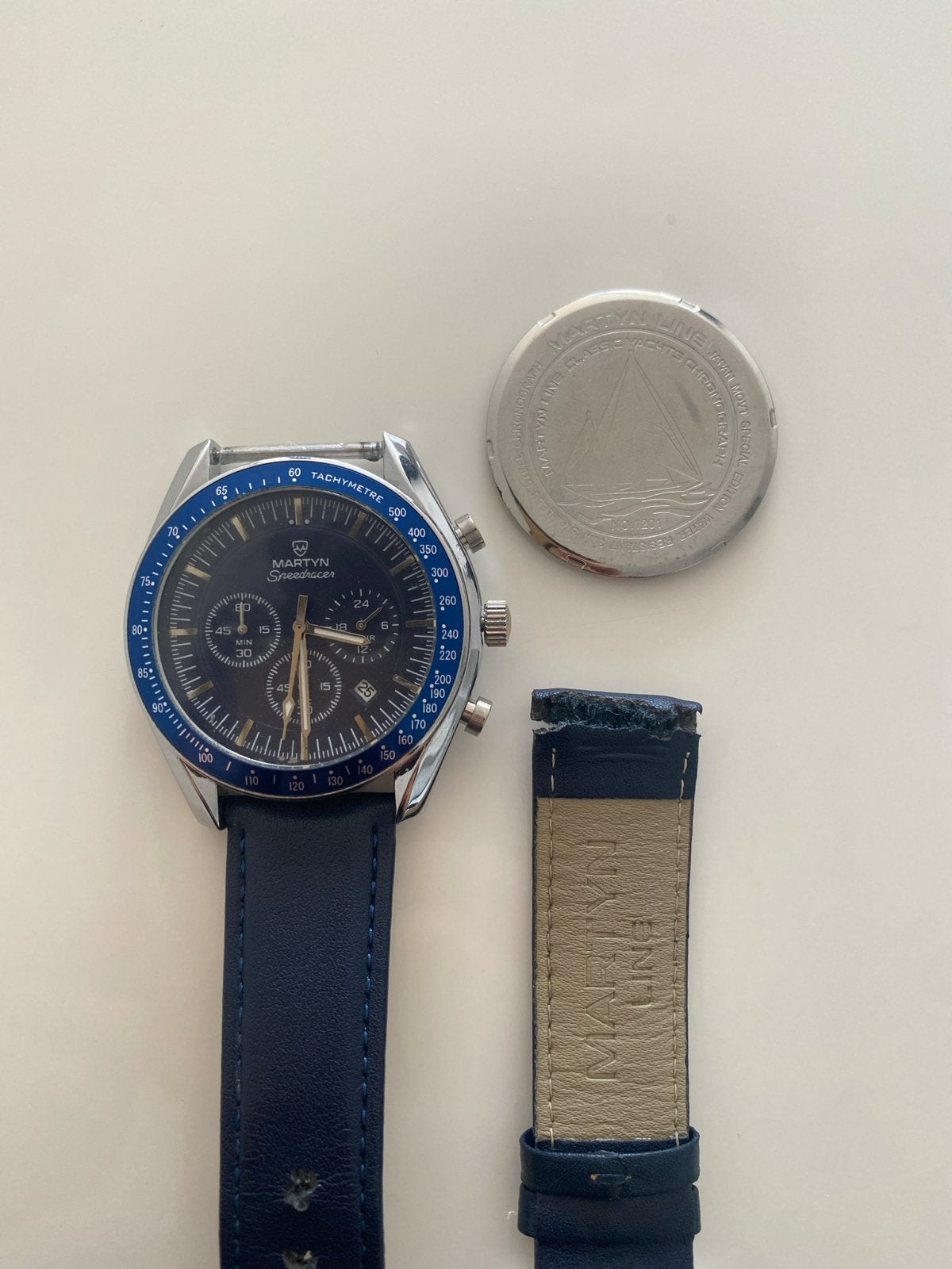 Martyn Line Chronograaf Herenhorloge - Blauw, Overige merken, Staal, Polshorloge, Ophalen of Verzenden