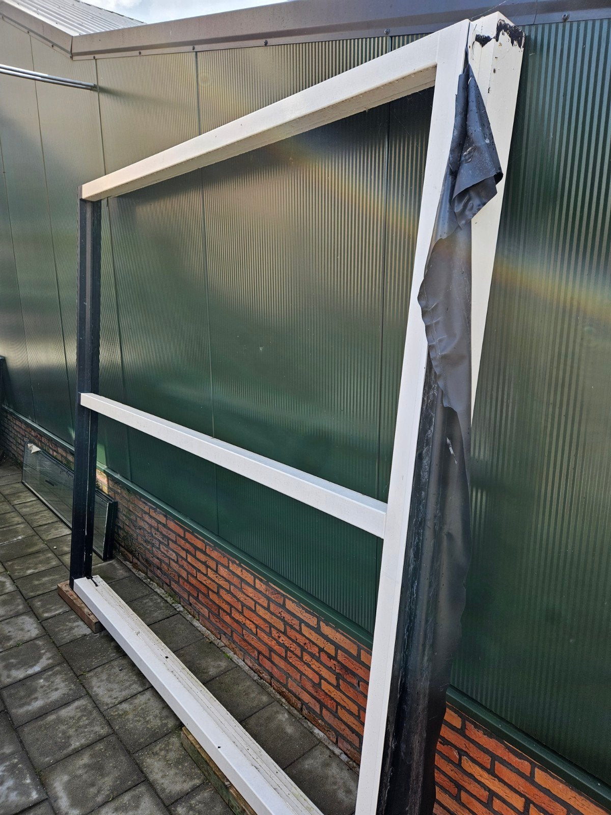 Kozijn met HR++ glas en Holonite dorpel (2.42x2.26m), Gevelraam of Ruit, Gebruikt, Dubbelglas, 160 cm of meer