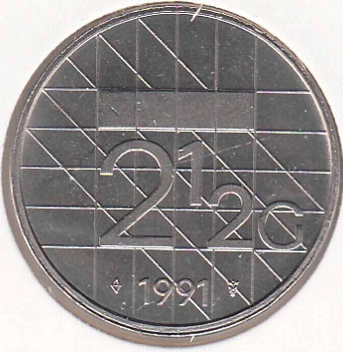Nederland Rijksdaalder 1991 Beatrix UNC in munthouder, Ophalen of Verzenden, Koningin Beatrix, 2½ gulden, Losse munt