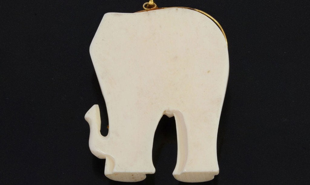 Olifant grote 14k gouden antieke ketting hanger vintage, Verzenden, Goud, Hanger, Met edelsteen
