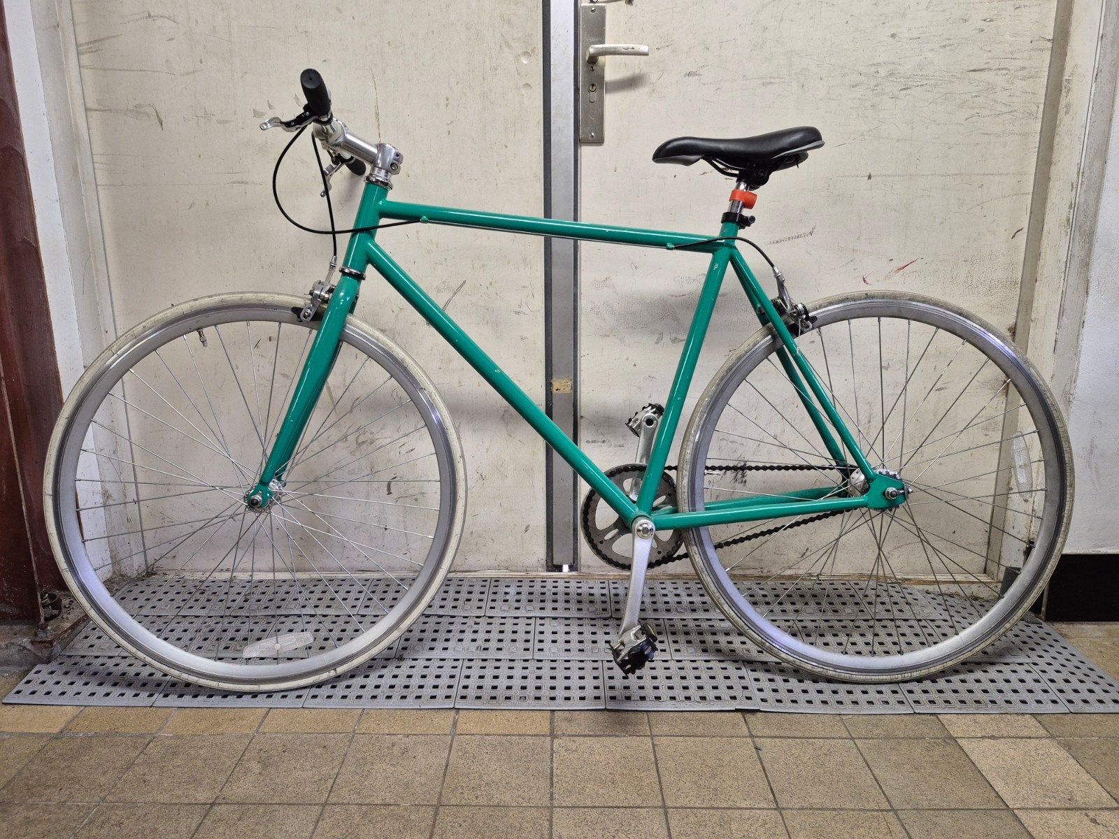 Stadsfiets Fyxation Pixel - Groen turquoise - Single Speed, Gebruikt, Staal, 53 tot 57 cm, Ophalen