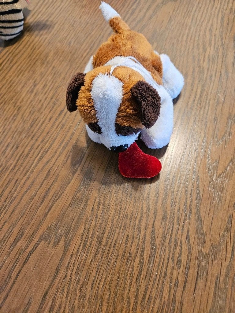 Schattige Sint Bernard knuffel met rood schoentje  (d3), Zo goed als nieuw, Middelgroot (20 tot 80 cm), Meerkleurig, Hond