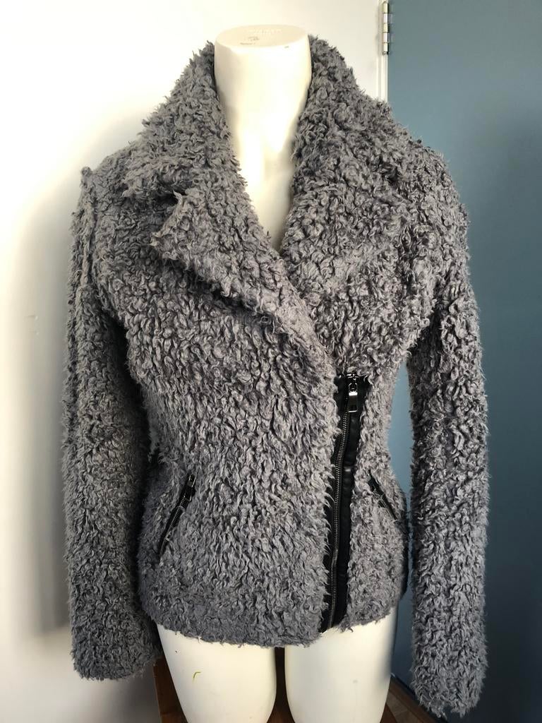 Maura Claudia strater grijze wollige fluffy faux fur jas 34, Ophalen of Verzenden, Zo goed als nieuw, Maat 34 (XS) of kleiner