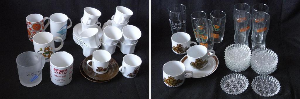 Bekers/witte kop en schotels (gedeelte retro vintage antiek), Verzamelen, Ophalen, Zo goed als nieuw, Overige typen