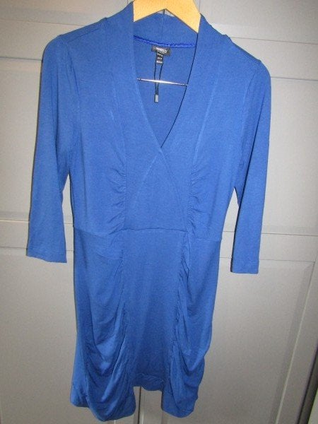 G521 Tendenza mt M jurk kobalt blauw gedrapeerd tricot, Kleding | Dames, Maat 38/40 (M), Tendenza, Knielengte, Gedragen