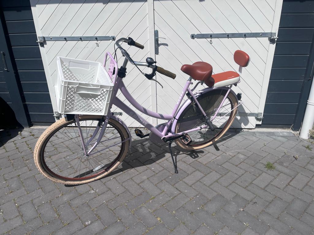 Lila Spirit mama fiets met kinderzitje, nieuwstaat!!!, Terugtraprem, Gebruikt, Versnellingen, 50 tot 53 cm