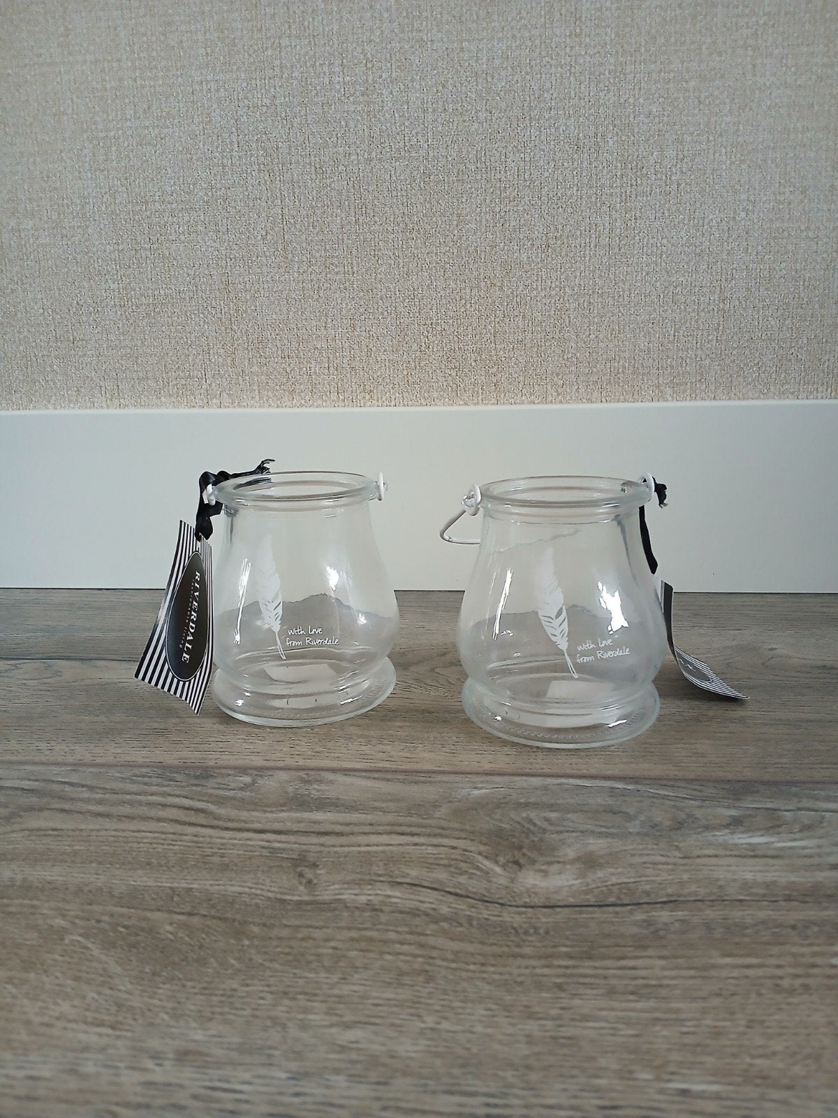 riverdale glazen waxinelichthouder twee stuks nooit gebruikt, Ophalen of Verzenden, Nieuw, Waxinelichthouder, Riverdale