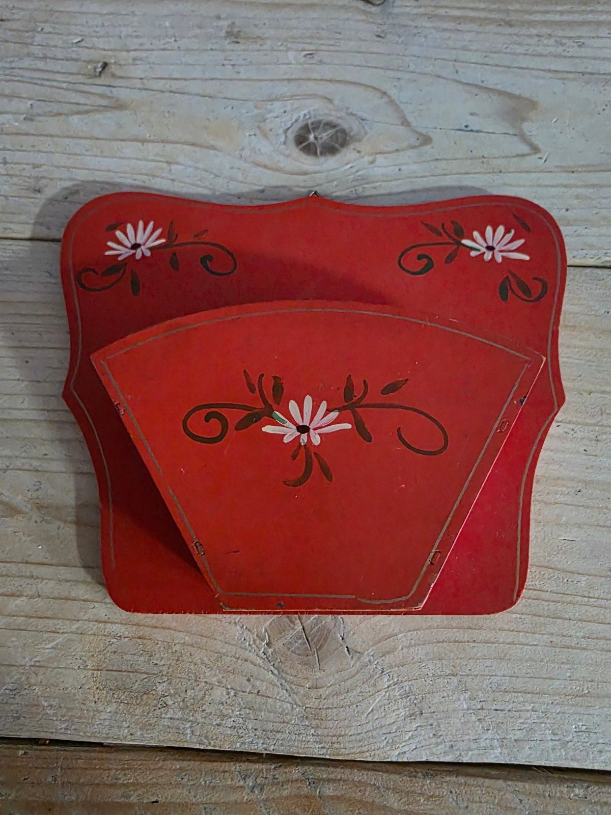 Vintage houten koffiefilterhouder - Handbeschilderd, Ophalen of Verzenden