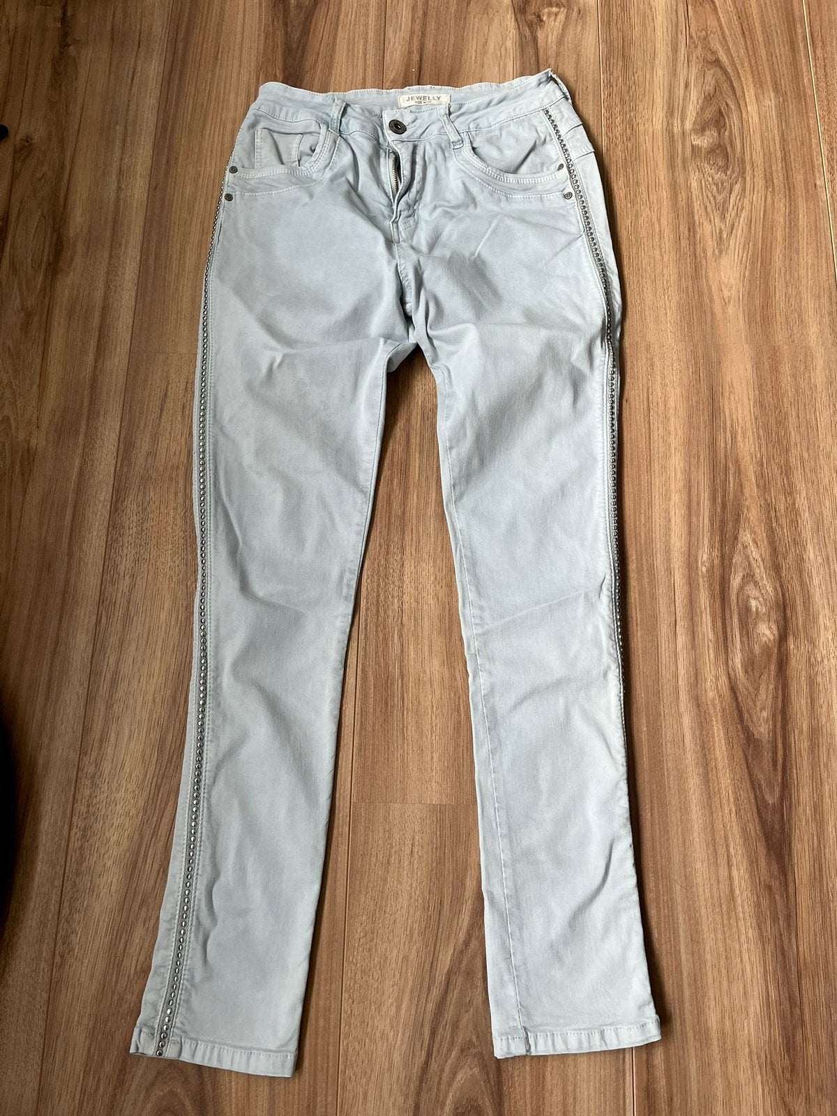Jewelly broek maat M/38 lichtblauw, Maat 38/40 (M), Blauw, Ophalen of Verzenden, Zo goed als nieuw