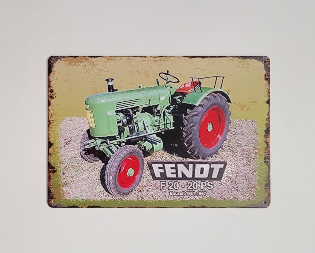 Fendt F20 20 PS Tractor reclamebord van metaal wandbord deco, Ophalen of Verzenden, Nieuw, Auto's