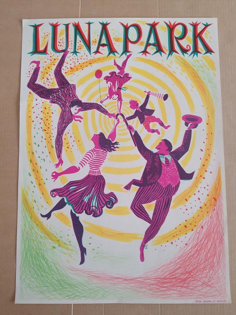 Vintage Lunapark Poster - Theo Kurpershoek, Ophalen of Verzenden, A1 t/m A3, Overige onderwerpen, Rechthoekig Staand