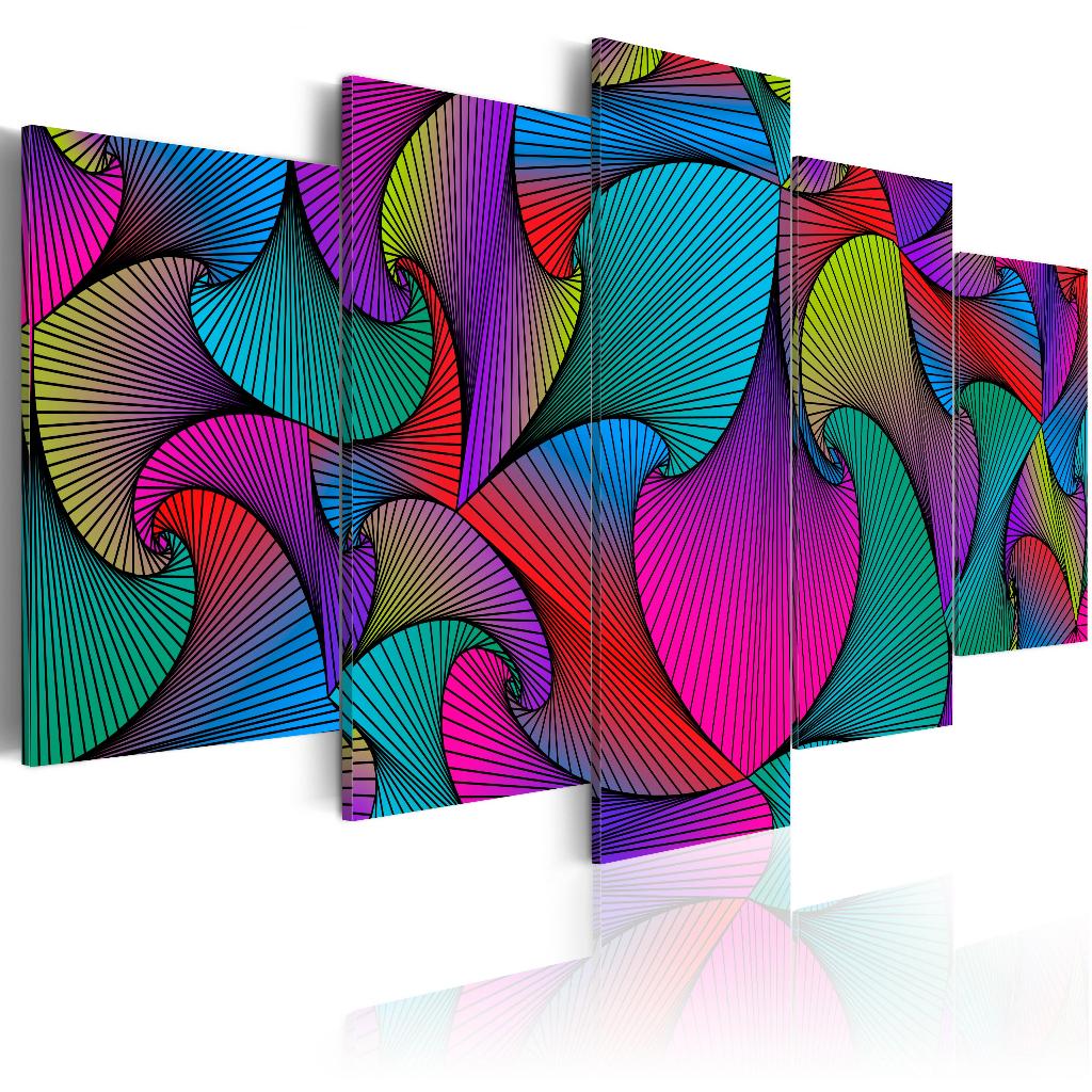 128 Abstract Colors 5 Luik Canvas Schilderij 200x100cm Nieuw, Ophalen of Verzenden, Nieuw, 125 cm of meer, Schilderij