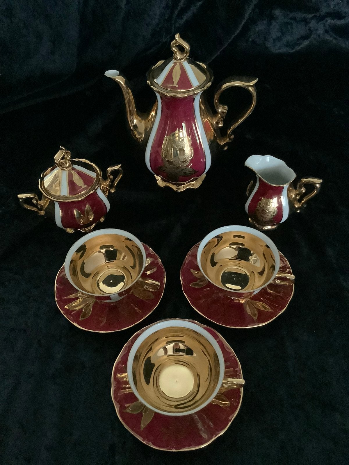 Bavaria Schaller Wiesau Mocca Servies ❤️ Bladgoud, Ophalen of Verzenden