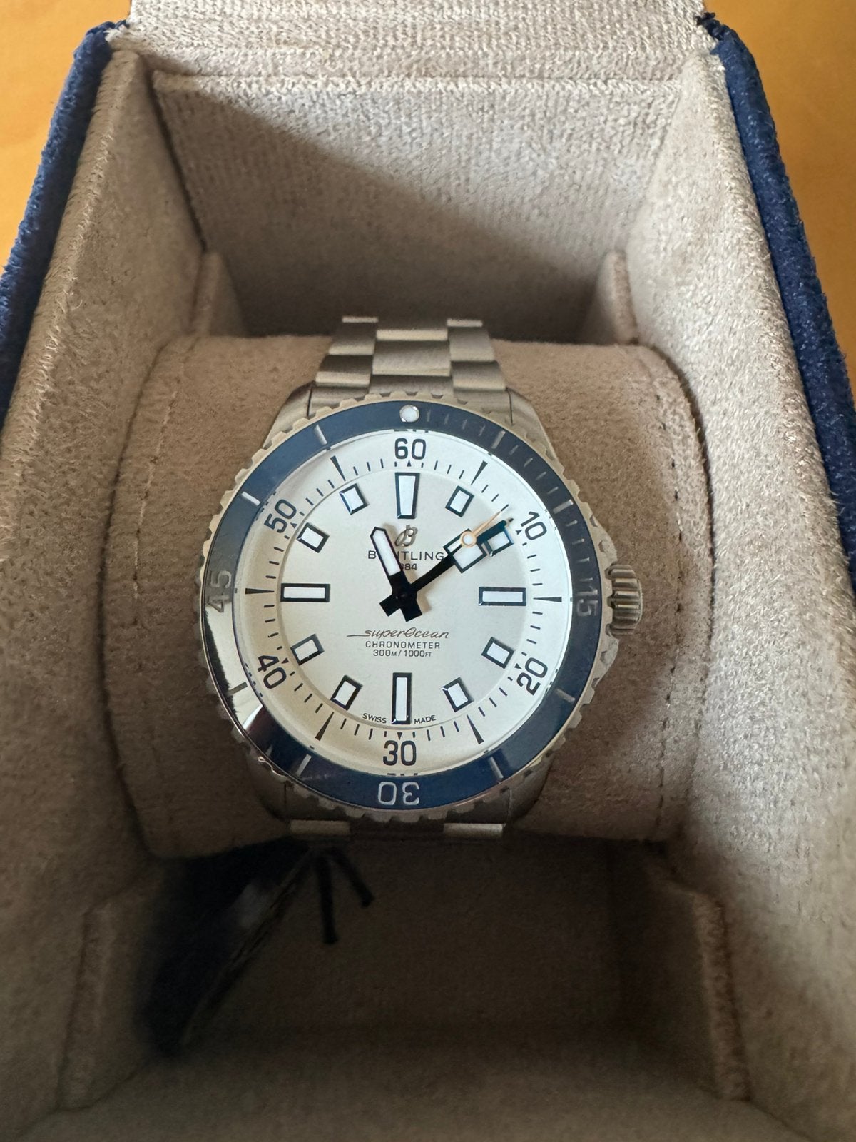 Breitling superocean 42 full set plus rubber strap, Ophalen of Verzenden, Zo goed als nieuw, Breitling