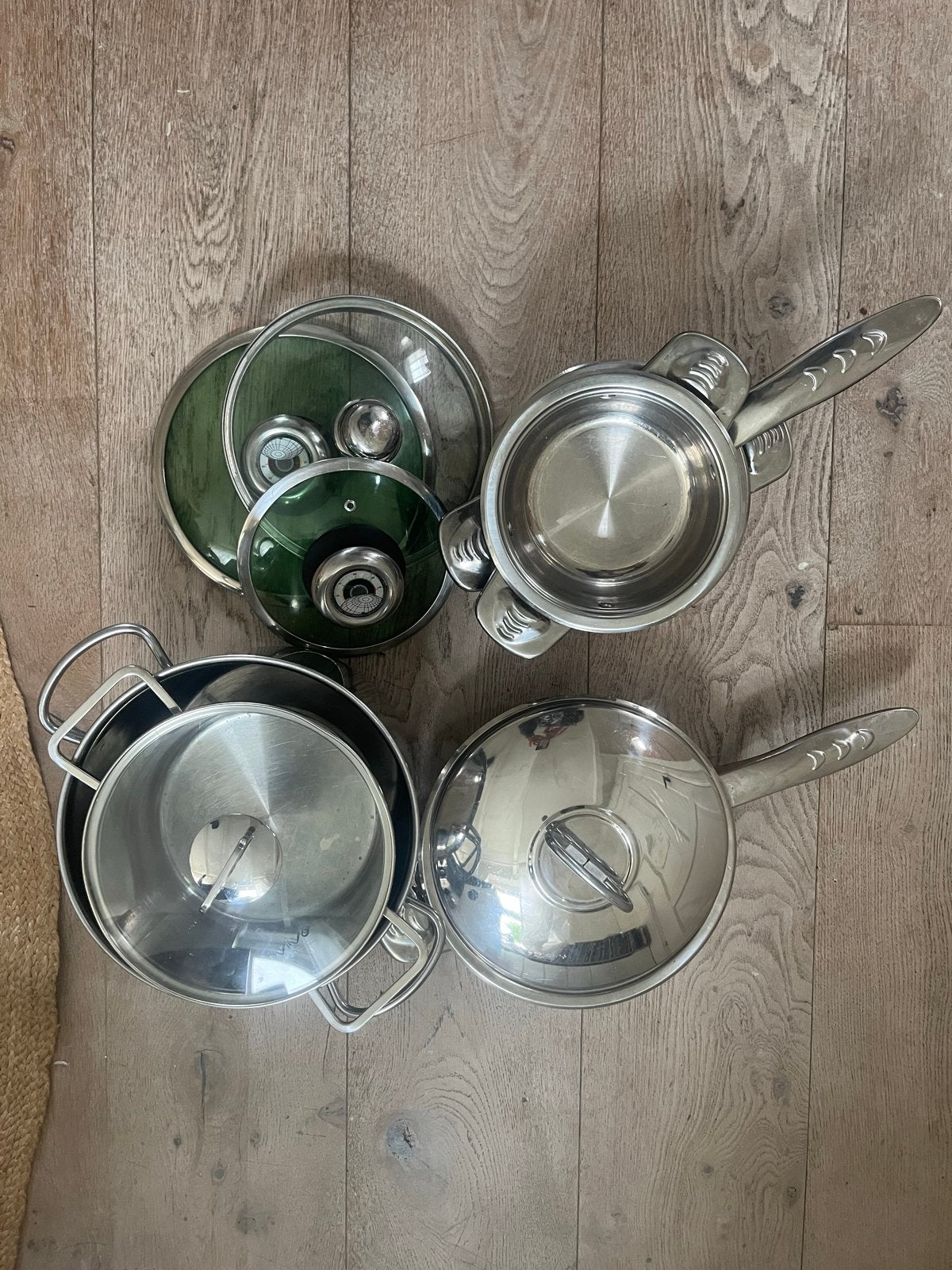 Vivo Villeroy & Boch Pannenset etc - RVS met glazen deksels, Ophalen, 1026ce, Pieternellavan@gmail.com, Inductieplaat