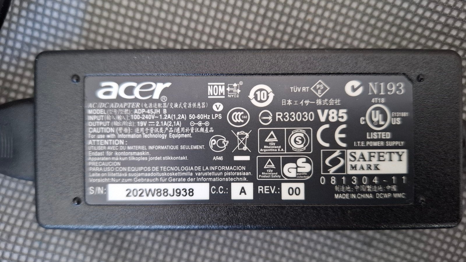 Acer laptop oplader - Origineel en goed werkend, Ophalen, Zo goed als nieuw, Acer
