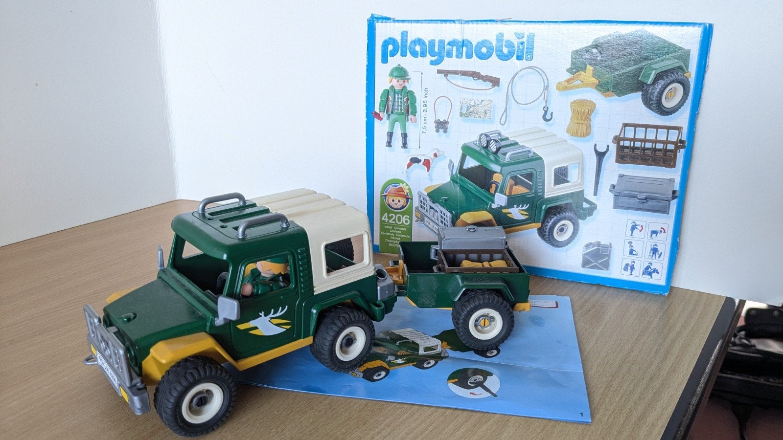 Playmobil boswachter met jeep en aanhanger 4206, Ophalen of Verzenden, Gebruikt