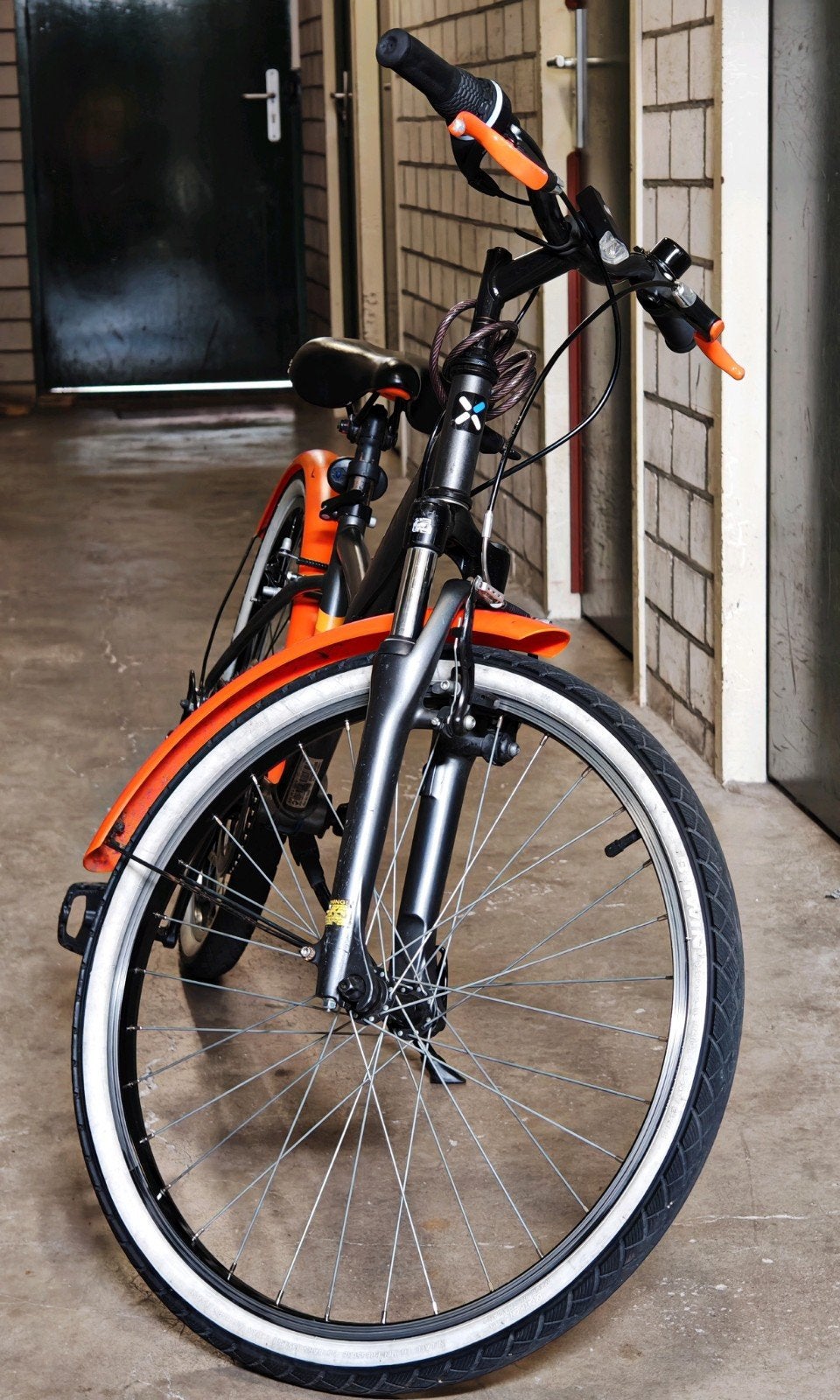 B'Twin Original 500 Fiets - Zwart/Oranje - Zo goed als nieuw, Minder dan 10 versnellingen, Velgrem, Minder dan 49 cm, Ophalen